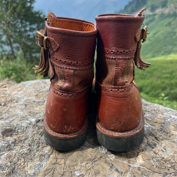 Roberto Garrudo Brown Suede Short Molded Ankle Boot Tassel Zip Buckle Size 42 - Picture 5 of 9